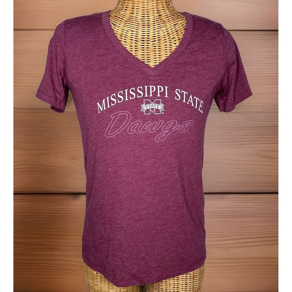 Mississippi State Bulldogs- Blue 84 - Women's V-Neck Short Sleeve Shirt Size Med